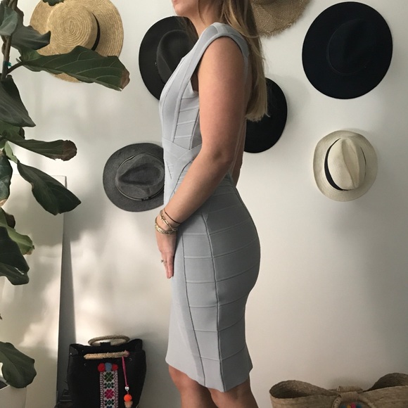 SOLD!!! Herve Léger sz Small - Grey open back dress - Picture 2 of 7
